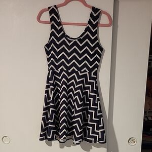 No Boundaries Navy and White Chevron Mini Dress